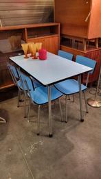Vintage eetkamerstoelen lichtblauwe formica jaren 60, Verzamelen, Retro, Ophalen of Verzenden, Huis en Inrichting