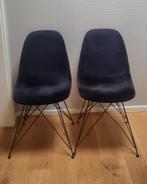 Twee zwarte velvet eetkamerstoelen - gebruikt, Huis en Inrichting, Stoelen, Ophalen, Gebruikt, Twee, Zwart