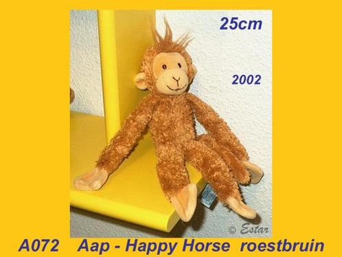 A072 Aap – Happy Horse 2002 : roestbruin aapje (25cm), Kinderen en Baby's, Speelgoed | Knuffels en Pluche, Zo goed als nieuw, Overige typen