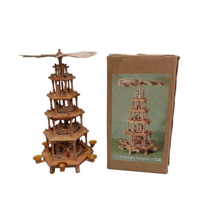 Traditionele kerstpiramide met doos, 5 verdiepingen, Diversen, Kerst, Gebruikt, Ophalen of Verzenden