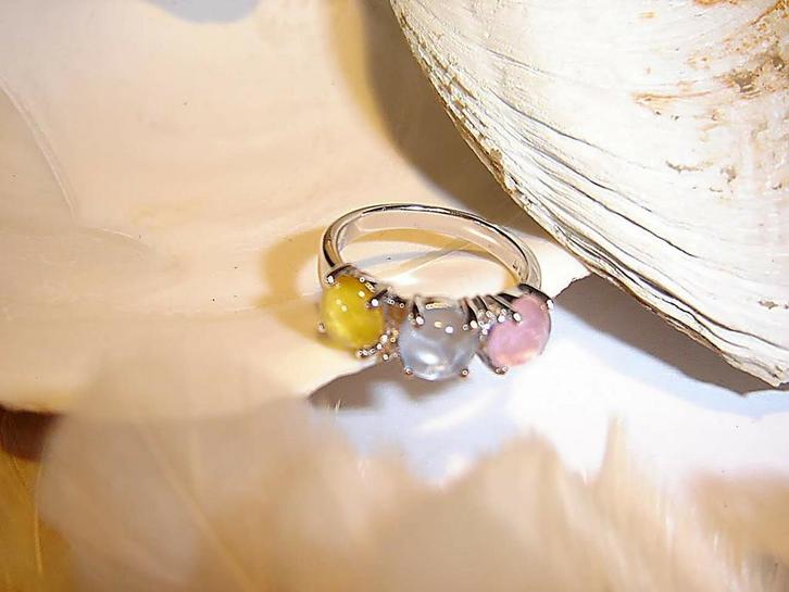 HelloGoodbye Nieuwe Zinzi Tricolor Ring 925 Zilver mt 18,5mm, Sieraden, Tassen en Uiterlijk, Ringen, Nieuw, Dame, 18 tot 19, Zilver