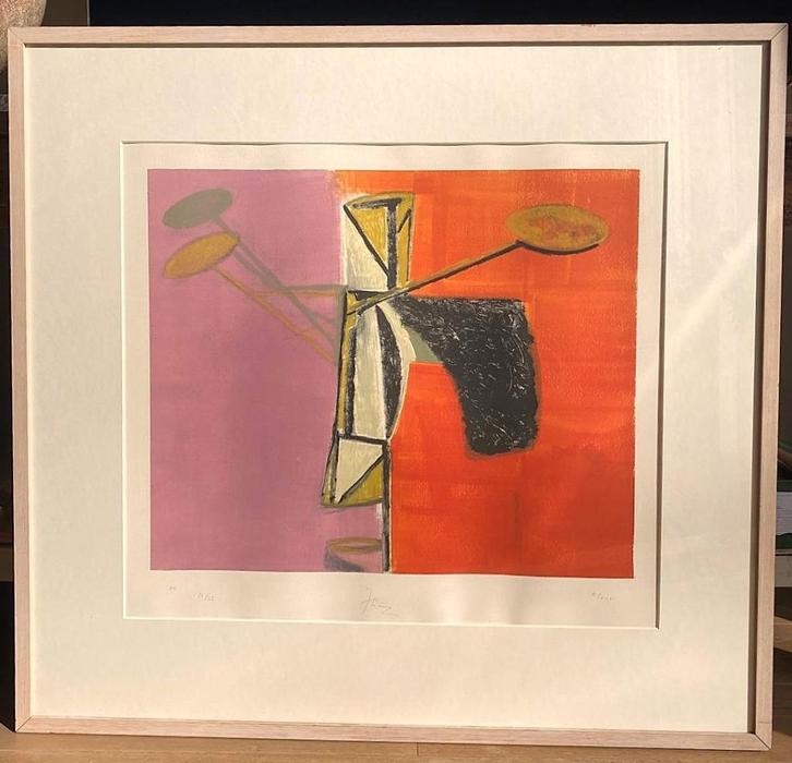 Abstracte zeefdruk van J. Hennig, Antiek en Kunst, Kunst | Litho's en Zeefdrukken, Ophalen of Verzenden