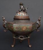 +Bijzondere Bronzen Cloisonné Wierookbrander met Shishi Hexa, Antiek en Kunst, Ophalen of Verzenden