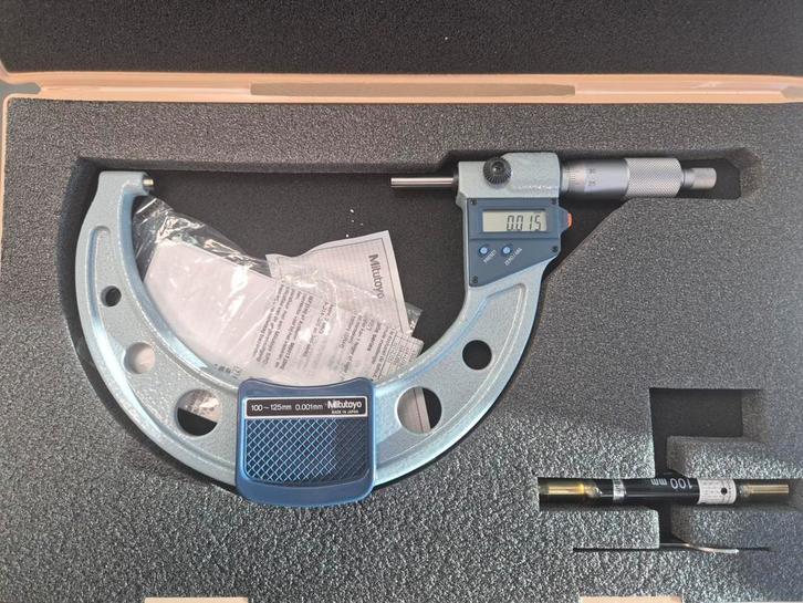 Mitutoyo Buitenschroefmaat Micrometer 100-125mm, Doe-het-zelf en Verbouw, Meetapparatuur, Zo goed als nieuw, Afstand, Ophalen of Verzenden
