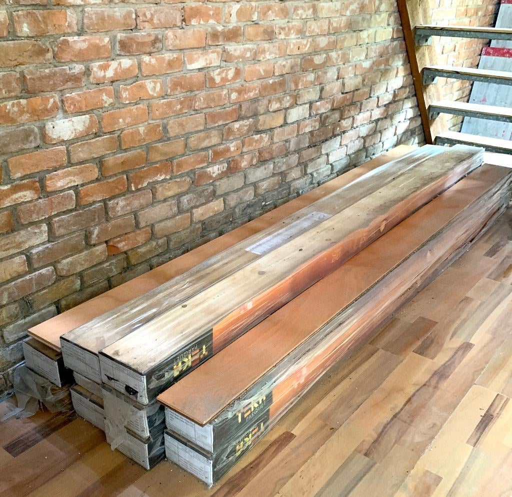 Beukenhout vloer Lamelparket messing en groef 23m2, 50 tot 150 cm, Nieuw, 10 m² of meer, 10 tot 30 cm