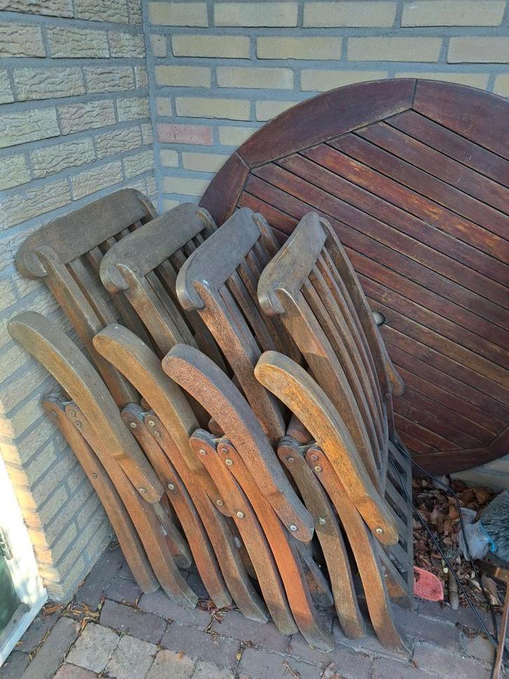 Houten tuinstoelen - inklapbaar, Tuin en Terras, Tuinstoelen, Gebruikt, Hout, Inklapbaar, Ophalen