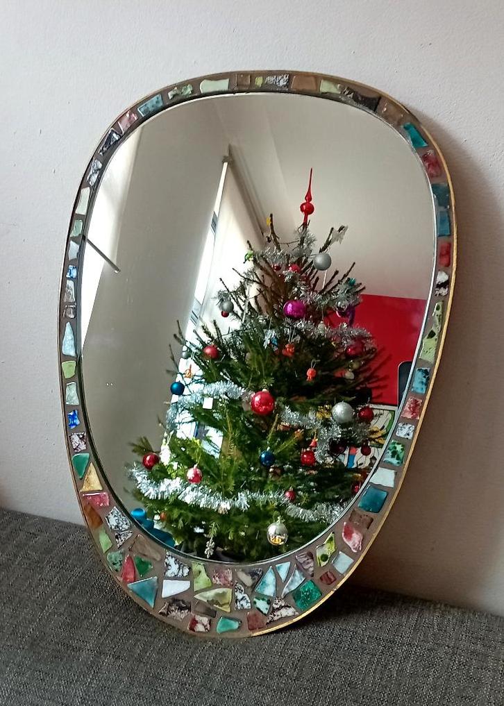 jaren 60 mozaik spiegel, Antiek en Kunst, Antiek | Spiegels, Minder dan 50 cm, Rechthoekig, Ophalen of Verzenden