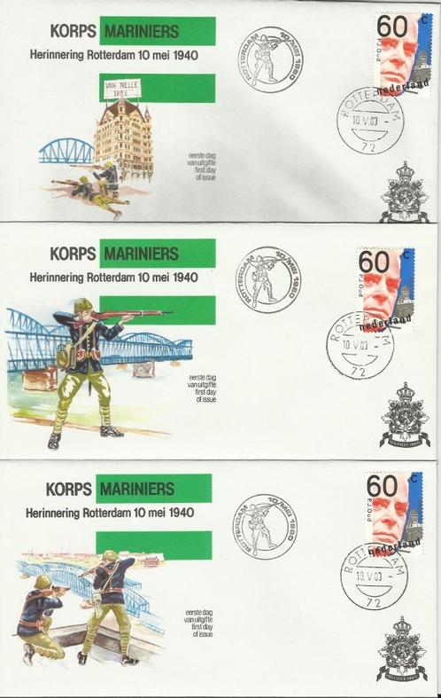 Korps Mariniers: Rotterdam Oorlog 10 mei 1940, 3 enveloppen, Verzamelen, Militaria | Tweede Wereldoorlog, Nederland, Ophalen of Verzenden