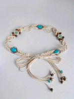 Witte boho cord belt bohemian concho met turquoise kralen, Kleding | Dames, Riemen en Ceinturen, 100 cm of meer, Wit, Nieuw, Heupriem
