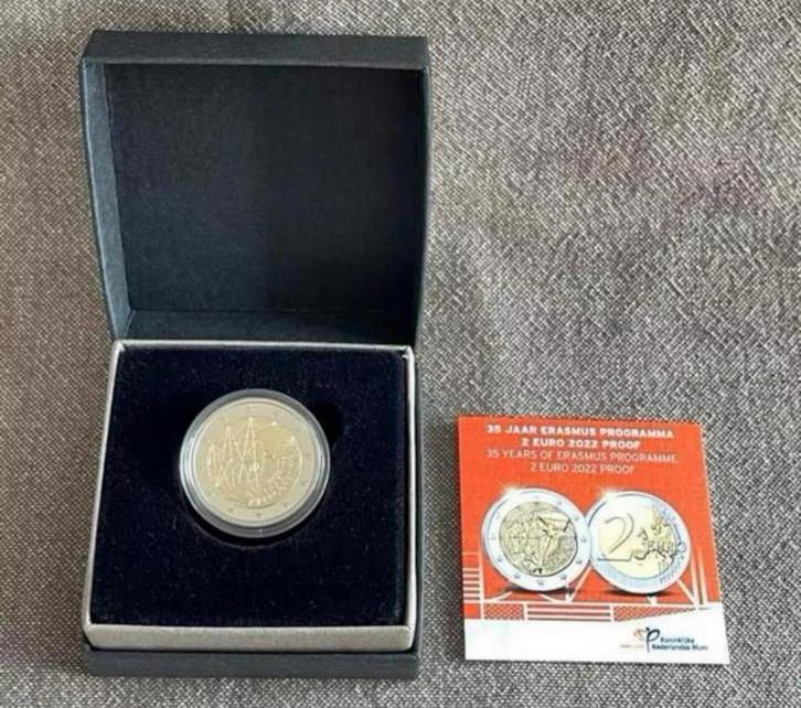 Nederland 2022 | 2 euro Erasmus PROOF | Oplage 2.500, Postzegels en Munten, Munten | Nederland, Losse munt, Euro's, Koningin Beatrix