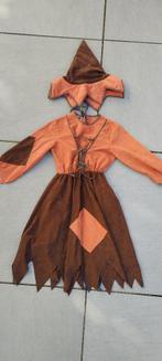 Carnaval verkleden vogelverschikker ? Bruine jurk+ hoed 116, Ophalen of Verzenden, Zo goed als nieuw, 110 t/m 116, Jongen of Meisje