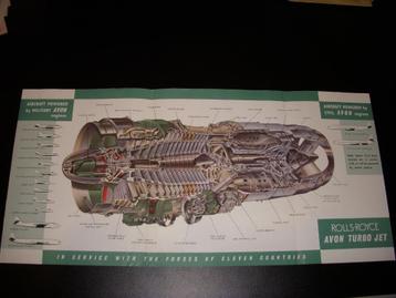 Mooie jaren 50 folder Rolls-Royce AVON vliegtuig motoren  beschikbaar voor biedingen