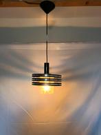 Vintage jaren 60 hanglamp ijzer en glazen kelk, Ophalen of Verzenden, Gebruikt, Minder dan 50 cm