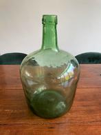 Groene glazen fles, Huis en Inrichting, Woonaccessoires | Vazen, Minder dan 50 cm, Groen, Glas, Gebruikt