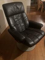 4 Leren Comfort Stoelen + Voetenbankjes, Ophalen, Gebruikt, Leer, 75 tot 100 cm