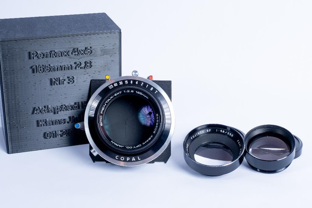 Pentax 165mm f2.8 omgebouwd 4x5 in Copal 3s (Xenotar/Ektar), Ophalen of Verzenden, Zo goed als nieuw, Overige typen