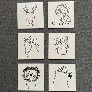 Tegeltjes 15 X 15 cm. - handbeschilderd - i.p.v. een kaart. beschikbaar voor biedingen