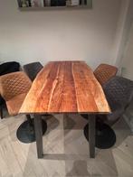 Hoge eettafel met suède barkrukken, Huis en Inrichting, Tafels | Eettafels, Ophalen, Gebruikt, 100 tot 150 cm, 50 tot 100 cm