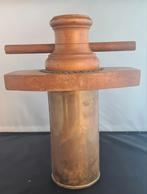 Brocante antieke koperen pers zeef afgewerkt met hout, Ophalen of Verzenden, Koper