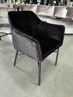 Zwarte Velvet Croco Eetkamerstoelen - Set van 4, Huis en Inrichting, Stoelen, Zwart, Nieuw, Ophalen of Verzenden, Vier