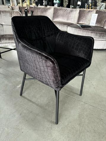 Zwarte Velvet Croco Eetkamerstoelen - Set van 4 beschikbaar voor biedingen