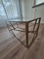 Gouden Salontafel met Glazen Blad, Huis en Inrichting, Tafels | Salontafels, Ophalen, 100 tot 150 cm, 50 tot 100 cm, Zo goed als nieuw