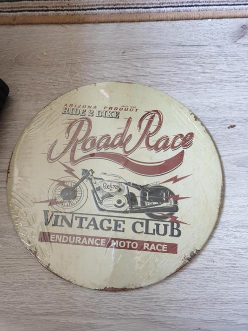 metalen metaal ronde plaat motor road race, Huis en Inrichting, Woonaccessoires | Wanddecoraties, Nieuw, Ophalen of Verzenden