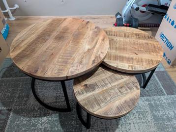 Mangohout salon tafel set Anne dik blad HUUS  beschikbaar voor biedingen