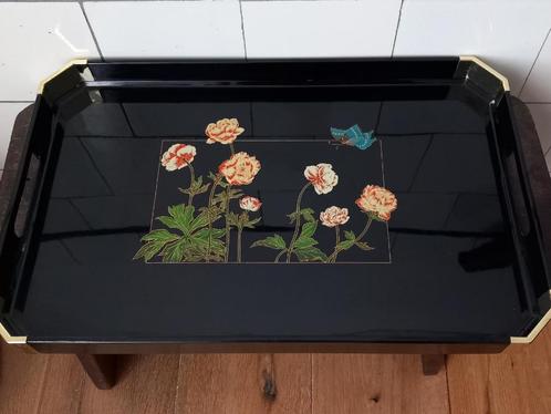 superleuk vintage dienblad zwart met bloemen incl verzenden, Antiek en Kunst, Curiosa en Brocante, Verzenden