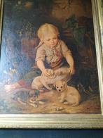 Schilderij Rosa Schwening 1854Meisje met de hondjes, Antiek en Kunst, Kunst | Schilderijen | Klassiek, Ophalen