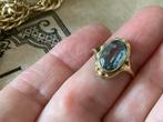 Vintage gouden ring geslepen edelsteen Aquamarijn 14 k goud, Verzenden, Zo goed als nieuw, 17 tot 18, Met edelsteen