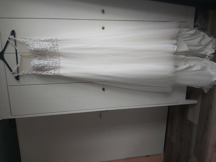 Trouwjurk - bohemian - 38/kleine 40, Kleding | Dames, Trouwkleding en Trouwaccessoires, Zo goed als nieuw, Trouwjurk, Wit, Ophalen of Verzenden