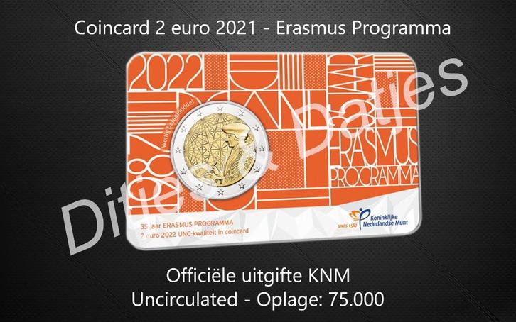 2 euro Erasmus programma 2022 UNC coincard KNM, Postzegels en Munten, Munten | Nederland, Euro's, Koningin Beatrix, Ophalen of Verzenden
