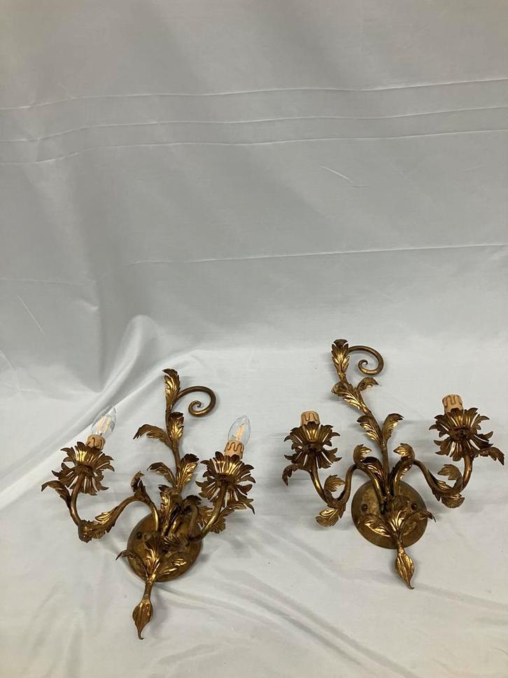 Vintage 2 stuks Hans Kögl wandlampen barok rococo stijl, Huis en Inrichting, Lampen | Wandlampen, Gebruikt, Metaal, Ophalen of Verzenden