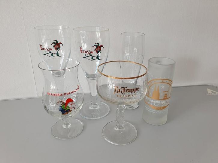 Bierglazen Set - Brugse Zot, La Trappe, Achouffe, Keulen, Verzamelen, Glas en Borrelglaasjes, Ophalen