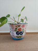 Vintage bloempot Italië, Tuin en Terras, Gebruikt, Rond, Ophalen of Verzenden, Aardewerk