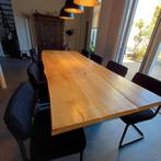 Royale boomstam eettafel in robuust massief eiken,, Huis en Inrichting, Ophalen, Gebruikt, Rustiek, 200 cm of meer