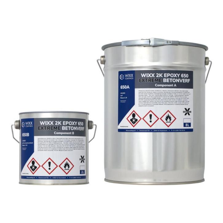 Wixx 2K Epoxy 650 Extreme Betoncoating 10L 4047 Telegrijs 4, Doe-het-zelf en Verbouw, Verf, Beits en Lak, Nieuw, Verf, 10 tot 15 liter
