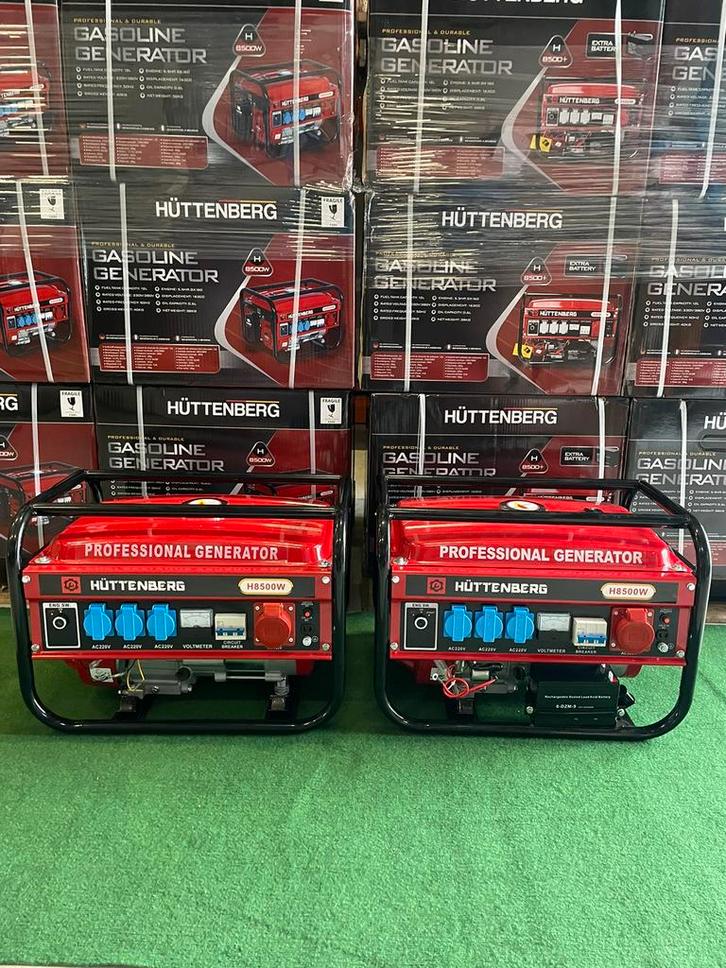 Nieuwe Huttenberg 230/380V benzine aggregaten, Doe-het-zelf en Verbouw, Aggregaten, Nieuw, Benzine, Minder dan 5 kVA, Elektrisch startend
