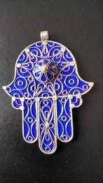 Handgemaakt Berber zilver talisman, hand van Fatima, Ophalen of Verzenden, Zo goed als nieuw, Zilver, Zilver