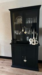 Zwarte Buffetkast met Glas, Huis en Inrichting, Kasten | Buffetkasten, Ophalen, Gebruikt, 100 tot 150 cm, Met lade(s)
