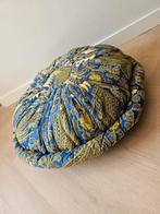 Prachtige oosterse poef blauw met goud rond, Zo goed als nieuw, Stof, 50 tot 75 cm, Ophalen