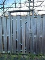 Hardhouten schutting 6,5 meter incl. poort met stalen frame, Ophalen, 6 meter of meer, Hout, 1 tot 2 meter