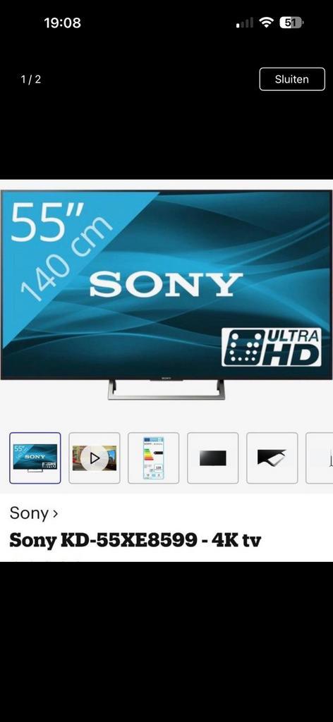 Sony 55" TV, Audio, Tv en Foto, Televisies, Zo goed als nieuw, LED, 100 cm of meer, Sony, 100 Hz, Smart TV, Ophalen of Verzenden
