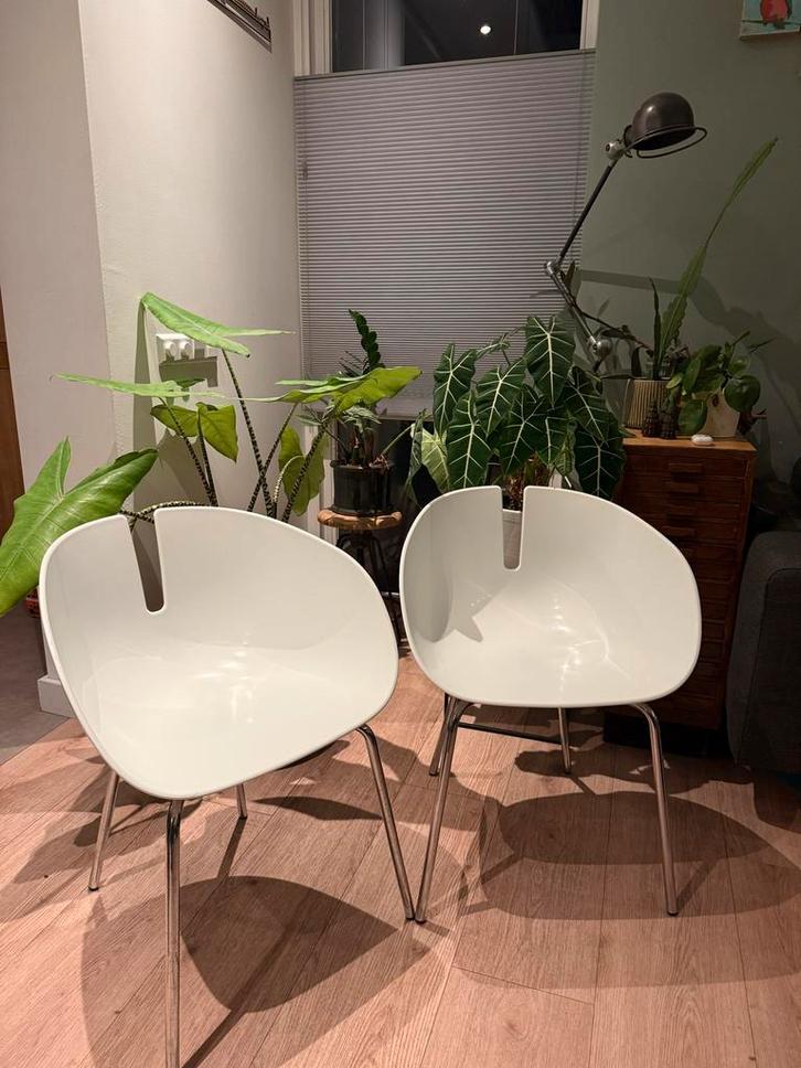2x Moroso Fjord Stoelen - Patricia Urquiola Design, Huis en Inrichting, Stoelen, Gebruikt, Twee, Kunststof, Wit, Ophalen
