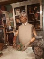 Antieke winkelbediende dikke etalagepop van 185 cm, Antiek en Kunst, Curiosa en Brocante, Ophalen