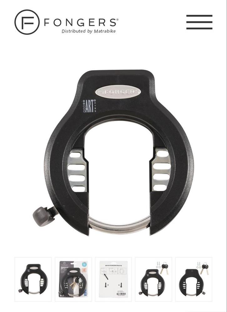 Fongers Ringslot ART-2 met Insteekketting, Fietsen en Brommers, Fietsaccessoires | Fietssloten, Nieuw, Ringslot, Ophalen of Verzenden
