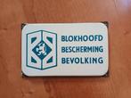 Blokhoofd bescherming bevolking emaille bord, Ophalen of Verzenden