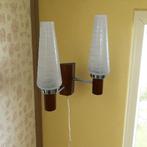Vintage Scandinavische Teak Wandlamp, Huis en Inrichting, Lampen | Wandlampen, Gebruikt, Glas, Huysmans, Ophalen of Verzenden