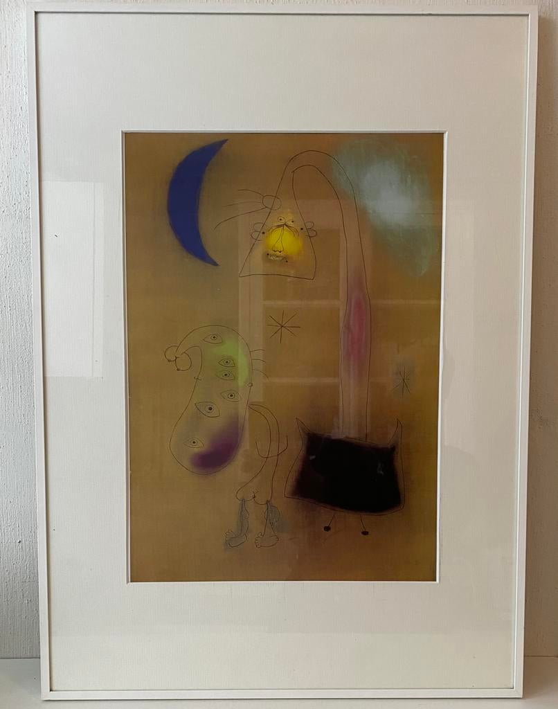 Miro art print vsn schilderij Figures in the night 80 x 60, Huis en Inrichting, Ophalen, Gebruikt, 50 tot 75 cm, Onbekend